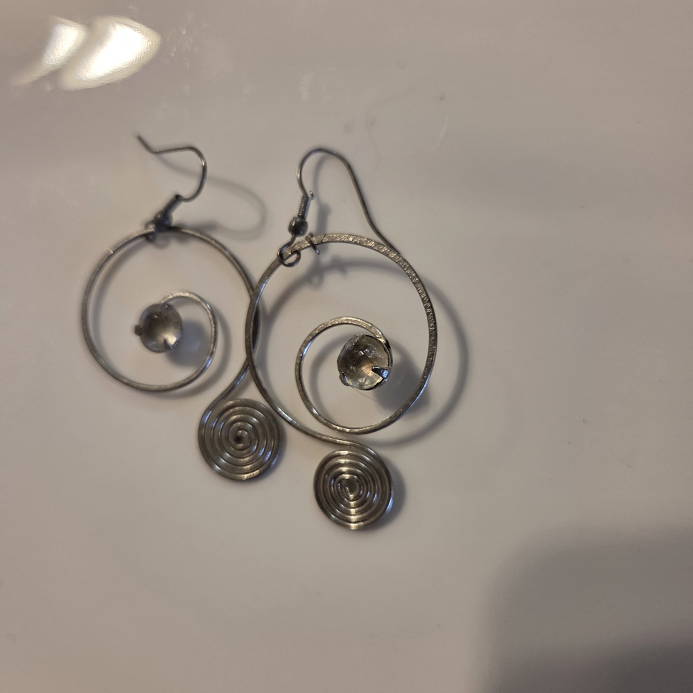 Vintage Silver Spiral Earrings